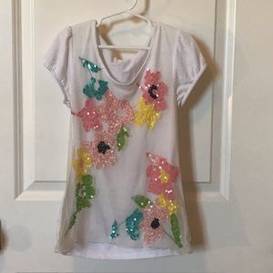 white mesh girls floral top